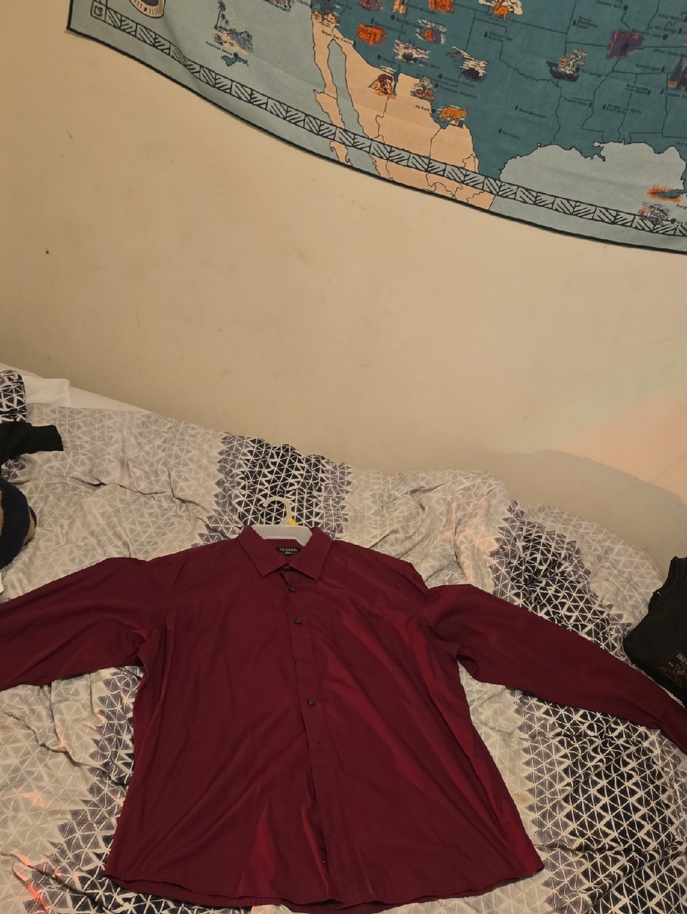 George Men's Casual Button-Down Shirt - Burgundy